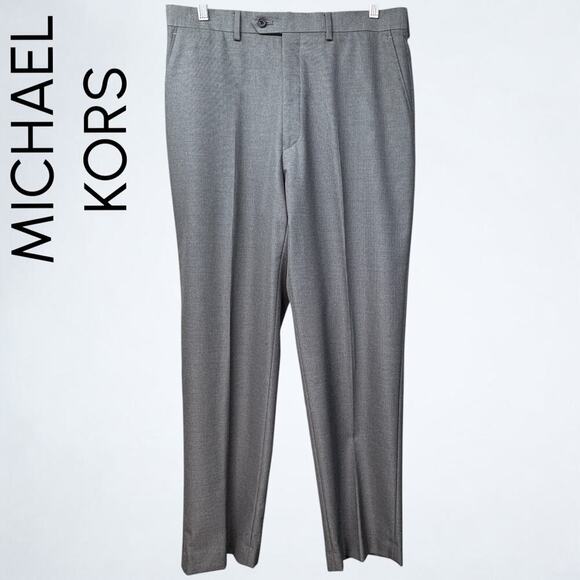 Michael Kors Men's Gray‎ Flat Front Trousers 34/32 Dress Pants Workwear - Picture 1 of 3